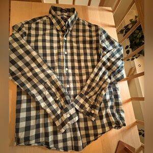 J. Crew Men's Casual Flex Washed Shirt - Green and White